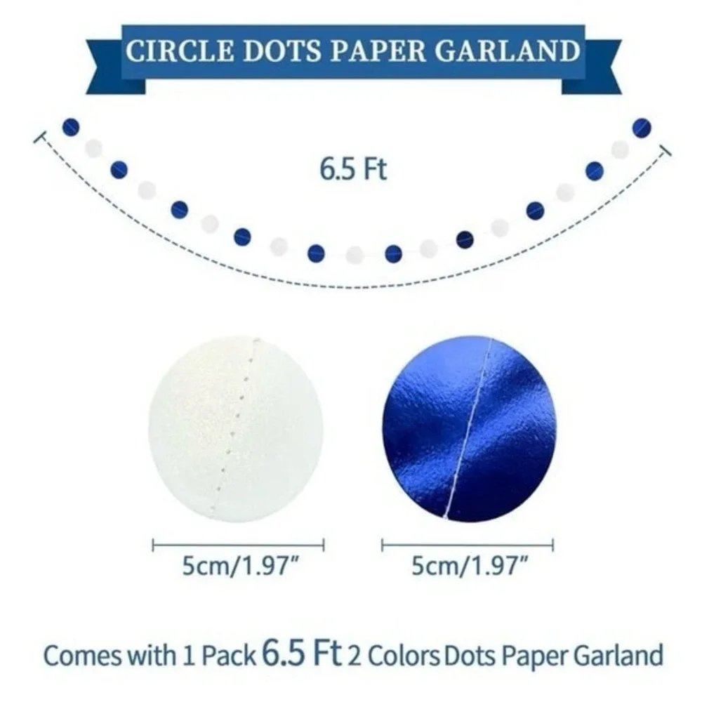 NEW‎ 17-piece navy blue and white Happy Birthday party decorations.